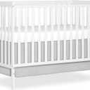 Dream On Me Synergy 5-in-1 Convertible Full-Size Baby Crib with Toddler, Day & Full Bed Conversion in White, GreenGuard Gold & JPMA, 3 Mattress Heights, Sustainable Pinewood
