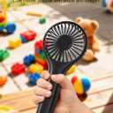 TriPole Mini Handheld Fan Portable Personal Fan with 3 Speeds, Strong Wind Battery Hand Held Fan for Travel Trip Outdoor Concerts, Cute Small Rechargeable Lash Fan for Makeup Skincare Drying, Black