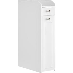 VASAGLE Slim Storage Cabinet, Narrow Storage Organizer with Slide Out Drawers, Freestanding Toilet Paper Holder, Small Space Skinny Cabinet for Bathroom Kitchen Corner, Cloud White UBBC847P31
