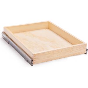 Mulush 26''W x 21''D x 3''H Pull Out Cabinet Drawer Soft Close Slide Out Wood Organizer for Kitchen, Finished, Bottom and Side Assembly (Wood Drawer Part Width is 25inch)