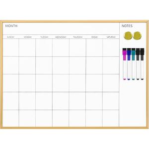 VUSIGN Magnetic Monthly Calendar Whiteboard, 17'' x 23'' Dry Erase Calendar for Wall Office School Home, Gold Wooden Frame