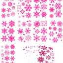 9 Sheets Glitter Pink Snowflake Window Clings Decals Christmas Glass Static Stickers for Wedding Xmas Party Winter Decoration