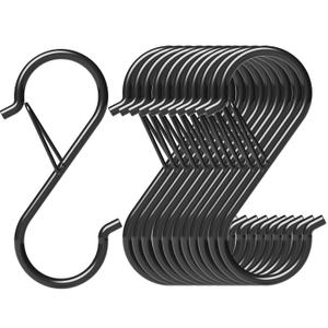 12 Pack Heavy Duty Metal 3.5" S Hooks with Safety Buckle for Hanging Kitchen Utensils/Plants/Pots & Pans/Clothes, Hats