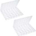 Secmity 2pcs 42 Grids Plastic Bead Organizer Beads Storage Containers Bead Holder Organizer Clear Storage Dividers Box for Jewelry Arts and Crafts (9.2*6.5*0.7 inches(2 Pack))