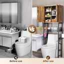 Kalrin Over The Toilet Storage Cabinet with Fluted Wave Doors and Adjustable Shelf, Wood Over Toilet Storage Rack with Drain Basket, Freestanding Bathroom Organizer for Balcony Laundry, Vintage Brown