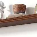 Axeman 24 Inch Floating Shelves for Wall, " Deep Crown Molding Wood Display Shelf with Heavy Duty Invisible Brackets for Living Room, Bedroom, Bathroom, Kitchen Decor & Storage, Set of 2, Walnut