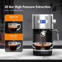 COWSAR Commercial-Grade Espresso Machine, 20Bar High Pressure Compact Coffee Maker with Milk Frother Steam Wand. Equipped with 45oz Detachable Water Tank, Ideal for Brewing Cappuccino (EXP 08/22/35)