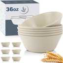 Wheat Straw Bowl Sets,6 PCS Unbreakable Cereal Bowl 36 OZ,Microwave and Dishwasher Safe Bowls,Soup Bowl Sets for Serving Soup,Oatmeal and Salad Beige