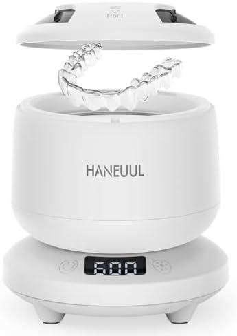 2025 Ultrasonic Retainer Cleaner for Dentures & Aligner, Durable Removable Base and Top Cover, Denture Cleaner Machine with 4 Modes for Mouth Guards, Jewelry, Rings, etc (White)