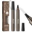 AWROSE Eyebrow Pencil, 2 Pack 3D Waterproof Microblading Eyebrow Pen 4 Fork Tip Tattoo Pencil, Precise Natural Magic Eye Brow Pen with Hair Like Strokes, 4 Points Multi-Used Eye Brow Pencils for Women