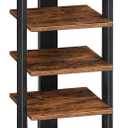 HOOBRO 8 Tiers Vertical Shoe Rack, Wooden Shoe Storage Organizer with Hooks, Narrow Shoe Tower for 8 Pairs, Space Saving, for Entryway, Living Room, Bedroom, Rustic Brown BF07XJ01G1
