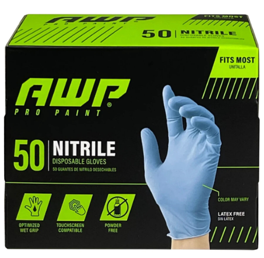 AWP 50 NITRILE DISPOSABLE GLOVES Blue FITS MOST LATEX FREE TOUCHSCREEN COMPATIBLE