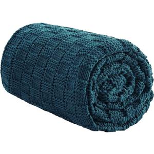 Knitted Weighted Blanket for Adult, No Beads Heavy Blanket 48” x 72'' 15lbs, Breathable Chunky Knit Blanket, Cooling Weighted Blanket for Hot Sleepers, Christmas Home Decor (Peacock Blue)