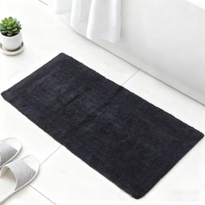 Barossa Design Reversible Cotton Bathroom Runner Rug - 22 x 60 Inch Long Bath Mat Washable & Soft Absorbent, Large Bath Rug for Bathroom Floor, Double Sink Vanity - Charcoal, 22x60 XL