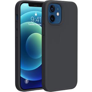 Miracase Compatible with iPhone 12 Case and iPhone 12 Pro Case, Liquid Silicone Gel Rubber Full Body Protection Shockproof Drop Protection Phone Case for iPhone 12/12 Pro 6.1 inch, Black
