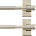 H.VERSAILTEX 2 PACK Magnetic Curtain Rods for Metal Doors, 9 to 16 Inch, 1/2 Inch Diameter, Multi-Use Adjustable Appliances for French Doors Magnetic Cafe Curtain Rod(Champagne Gold)