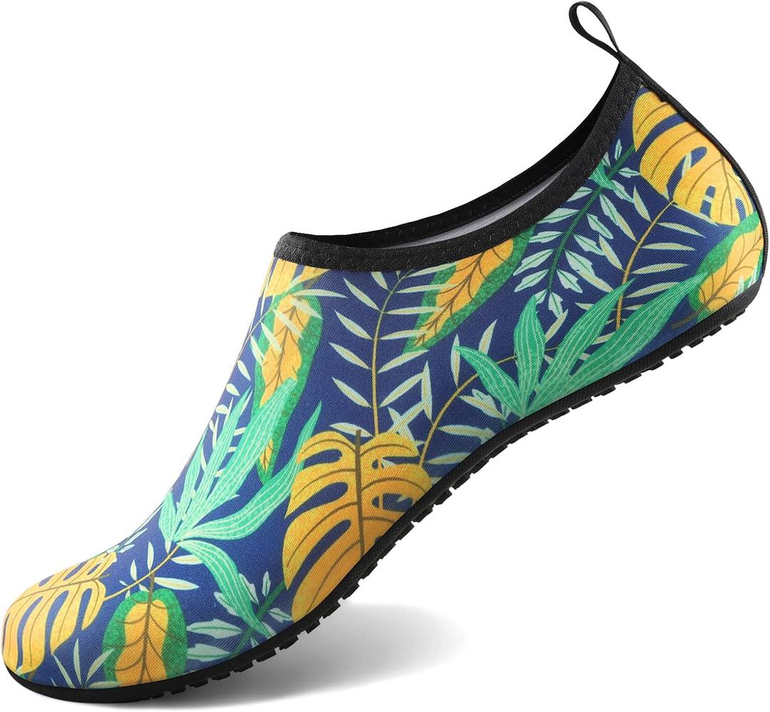 Tanamo Water Shoes for Women Men for Swim Pool Beach Camping Cruise Vacation Quick-Dry Aqua Socks Barefoot Yoga Travel Accessories Must Haves Zapatos De Agua 2026 New, 5-6 Women/4-5 Men, Painted Leaf