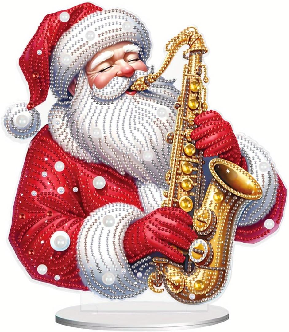 Tontut Diamond Painting Desktop Decoration, Musical Father Christmas 5D DIY Special Diamond Art Decoration Kit for Adults, Office Desktop or Christmas Holiday Display Crafts (Musical Santa Claus)