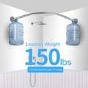 Silver L Shaped Shower Curtain Rod, 50"x50", Stainless Steel 304, No Drill Adhesive for Bathtub
