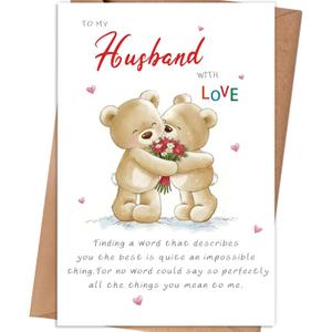 4 x Anniversary Card Gifts for Husband from Wife, Wedding Anniversary Card Gift for Husband, Happy Anniversary Card Gift for Men