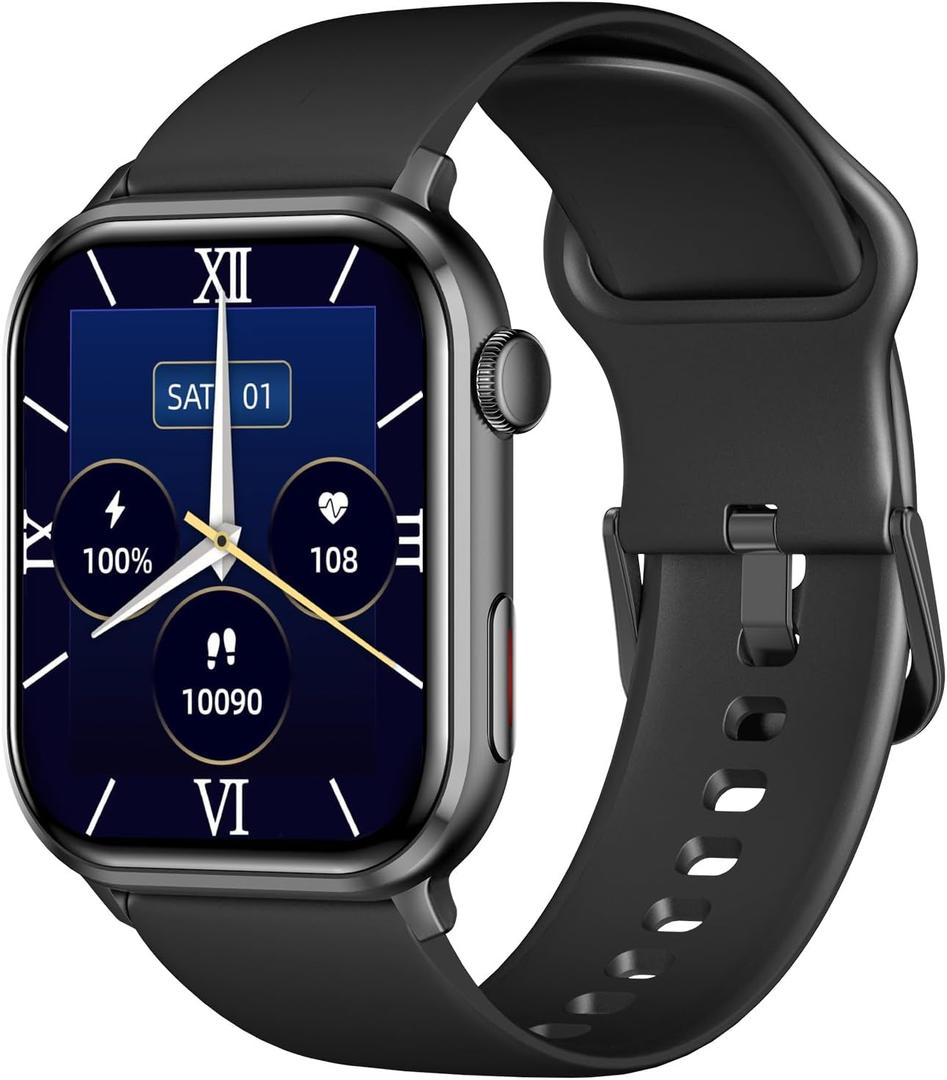 COCO BT2-Z Bluetooth Smartwatch for Seniors Men and Women, Personal Emergency PERS, Health Monitor, Heart Rate, Blood Oxygen Measuring, Fall Detection, Medication Reminder (Midnight)