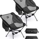 Portable Camping Chair  Compact Lightweight Folding Chair for Adults, Supports 330 lbs  Ideal for Backpacking Hiking, Fishing, Beach, Picnic & Lawn (2 Pack, Black)