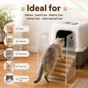 Cat Litter Box Ramp Stairs, 2-in-1 Adjustable Step & Ramp Modes for Senior Cats & Kittens, PP+Sisal Cat Ladder with Litter Catcher for Automatic Litter Box, Easy Clean, White