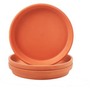 Yishang 10 Inch Large Terracotta Pot Plant Saucer - 3pcs Middle Round Plant Pot Saucers, Middle Clay Plant Tray Perfect for 8/9/10 Inch Flower Pot with Drainage Hole and Great for Indoor/Outdoor