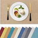Homaxy Cloths Placemats for Dining Table Set of 4, Heat Resistant Washable Cotton Linen Blend Table Mats, Easy to Clean Place Mats for Indoor Outdoor Party Kitchen Decoration, 13" x 19", Flaxen