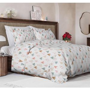 Christmas Duvet Cover Queen Size Set - Extra Soft Queen Duvet Cover with 2 Pillow Shams - Holiday Xmas Bedding with Zipper Closures & Ties - Comfy Breathable Bed Set - 90 x 90, Christmas Tree Pattern