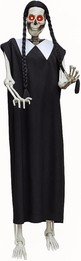 Soulchen 12 ft Skeleton Outfit Accessories Halloween Skeleton Outfit Set, Black Skirt Giant Sized Clothing for 12 ft Halloween Garden Outdoor Decor(Wig not Included)