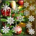 Lunmon 48 Pcs Crochet Snowflake Ornaments Winter Crocheted Snowflake Hanging Decor Crochet Doilies for Winter Wonderland Decorations Christmas Tree Home Wall Holiday Party Woven Gift, 6 Styles