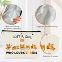 2 x JFEHBFL Corgi Gifts for Corgi Lovers, Corgi Dog Makeup Bag, Birthday Decoration Cosmetic Pouch, Just A Girl Who Loves Corgis Pouch, Zipper Travel Cosmetic Bag