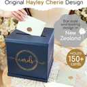 Blue & Gold Card Box, Large 10 Navy Gift Card Box for Party, Graduation, Wedding Reception, Bridal & Baby Shower, Sweet 16, Funeral, Birthday, Quinceanera, Retirement, Envelope Holder, Money Basket