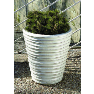 ROUND RUFFLE CERAMIC PLANTERS VINTAGE ANTIQUE WHITE