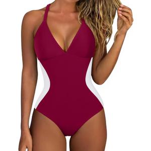 SUUKSESS Women Slimming Tummy Control One Piece Swimsuit Sexy Bathing Suit (XX-Large, 136 Wine Red)