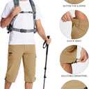 MAGCOMSEN Men's Workout Shorts 7 Pockets Quick Dry 3/4 Capri Pants Zipper Pockets Hiking Athletic Shorts (XL)