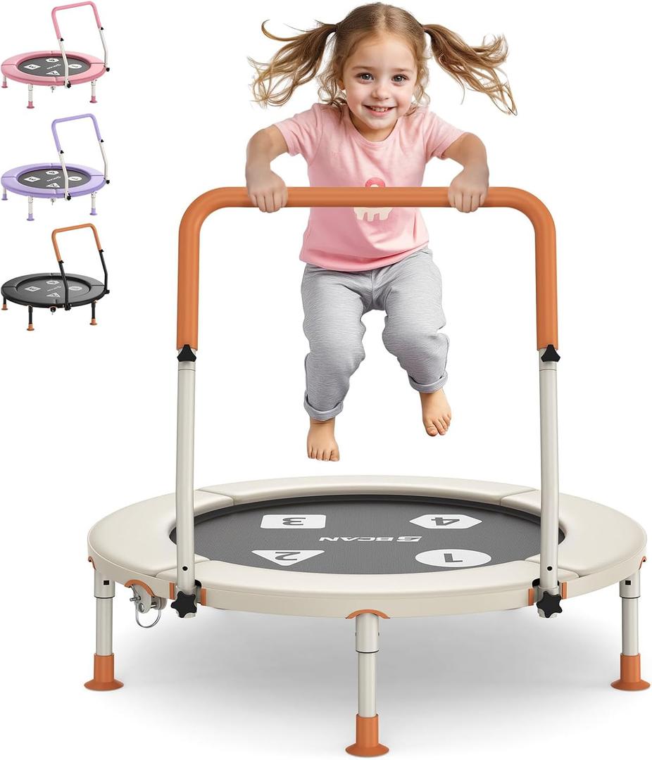 BCAN BT1 36" Toddler Trampoline for Kids, Foldable Indoor Mini, Handlebar