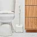 OXO Good Grips Toilet Brush & Plunger Set | Two Bathroom Essentials in one Space-Saving Canister | Toilet Bowl Cleaner and Plunger with Holder, Perfect for Small bathrooms