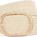 XZQTIVE Stretchy Raffia Belt for Women Straw Woven Elastic Belt Summer Boho Rattan Belts for Beach Vacation