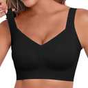 Womens 2025 Seamless Wireless Supportive Bra Push Up Comfort Soft No Underwire Full Coverage T-Shirt Bras (XX-Large, Black)