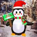 ATDAWN 5ft Christmas Inflatables Blow Up Yard Decorations, Inflatable Penguin Outdoor Decoration with Merry Christmas Sign