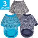 2 x 3 Pack Dog Sweater, Dog Sweaters for Small Dogs, Warm Soft Pet Clothes for Puppy, Medium Large Cat, Dogs Girl or Boy, Dog Shirt for Winter Christmas (Grey+Navy+Blue, X-Small)