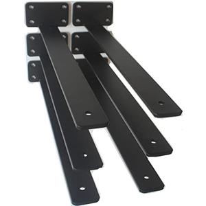 6 Pack - 14 inch Black Hidden L Shelf Bracket (1/5 Inch Thicked) Iron Floating Shelf Brackets Rustic Industrial Metal Brackets for Shelf Support