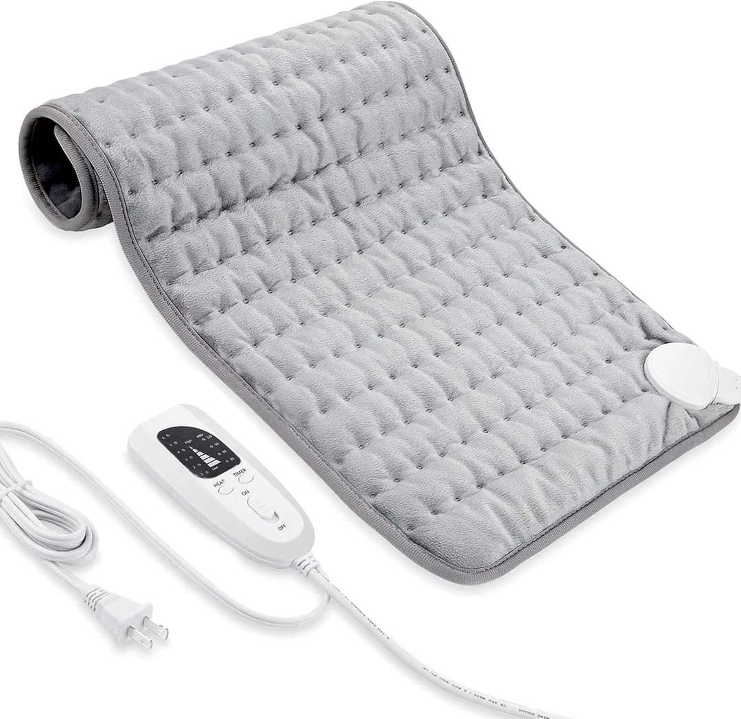 Electric Heating Pad for Back Pain Relief, Heating Pads for Cramps, Auto Shut Off, Machine Washable, Heating pad for Neck and Shoulder, Knee, Arms, Legs, etc. (Silver Gray, 2412)