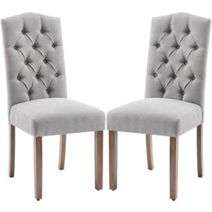 Tufted Upholstered Parsons Dining Chair with Sturdy Solid Wood Legs (Set of 2, Grey) Tufted Upholstered Parsons Dining Chair with Sturdy Solid Wood Legs (Set of 2, Grey)