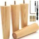 Premium Ash Wood Furniture Legs (Full Install Kit) - Pick Your Size and Color (6 Inches)