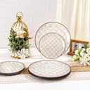 U-QE 20PCS Plastic Brown Plates for Party - Retro Checkered Plates Disposable Heavy Duty - Fancy Plastic Plate for Party, Birthdays - 10 10.25 Inch Dinner and 10 7.5 Inch Dessert Plate