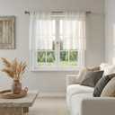MYSKY HOME Small Window Natural Curtains for Kitchen, Short Cafe Curtains 24 Inches Long Semi Sheer Light Filtering Window Panels Rod Pocket Valance Drapes for Bathroom Basement, 2 Panels, 34" Wide