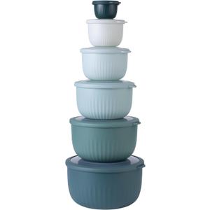COOK WITH COLOR Prep Bowls with Lids- Wide and Deep Nesting Plastic Small Mixing Bowl Set with Lids, 12 Piece Set - Deep Bowls, Teal